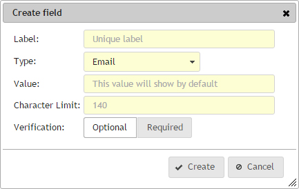 Contact form update dialog add field form