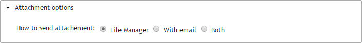 Contact form update dialog attachment options section