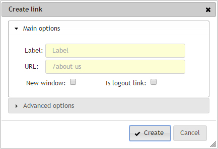 Menu Plugin create link main options